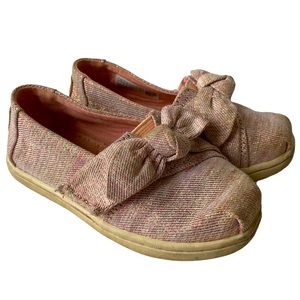 Rose Cloud Twill Glimmer Bow Top Toms Shoes Sz 7